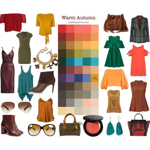 Voorbeelden van kleuren voor het warme herfsttype.