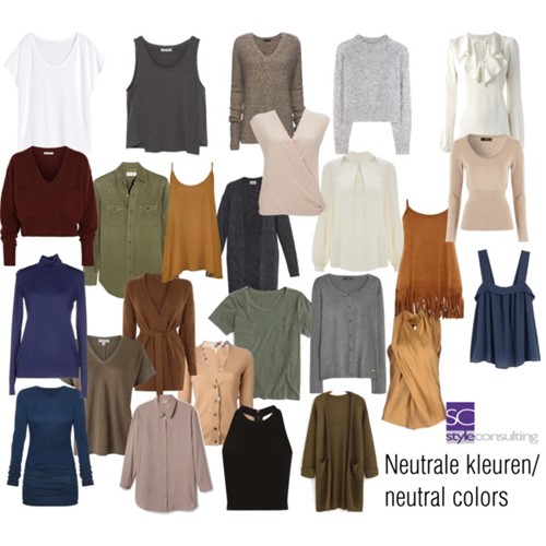 Voorbeelden van neutrale kleuren voor je kleding.