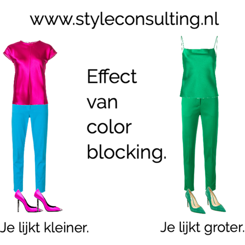 Het effect van color blocking in je outfit/ kledingcombinaties.