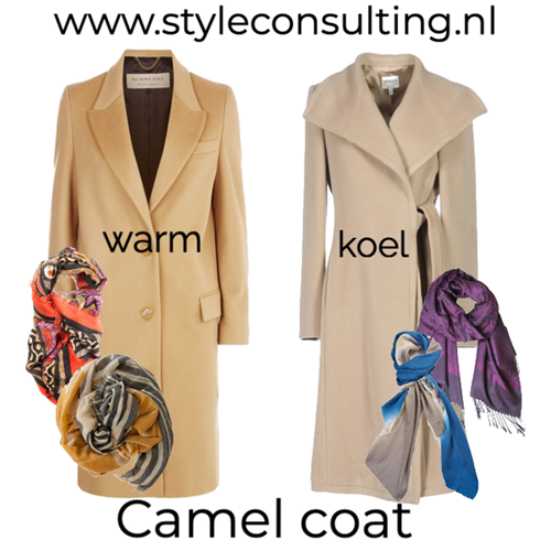 Een camel coat is er ook voor koele kleurtypes.