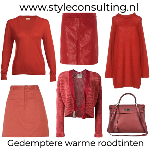 Gedempte warme roodtinten.