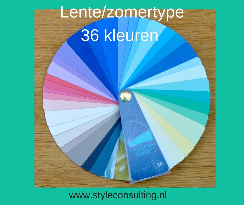 Kleurenwaaier lente/zomertype 36 kleuren 10 seizoenen systeem