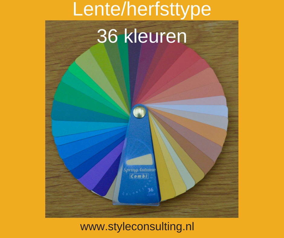 Kleurenwaaier lente/herfsttype 36 kleuren 10 seizoenen systeem