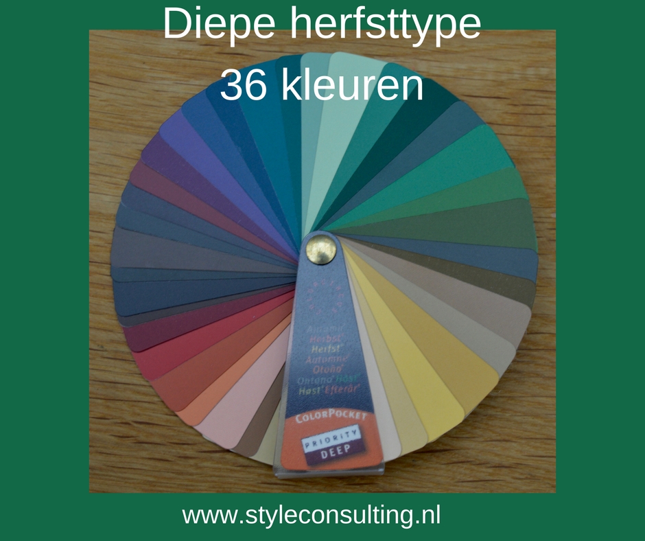 Kleurenwaaier diepe herfsttype 36  kleuren Colour Me Beautiful