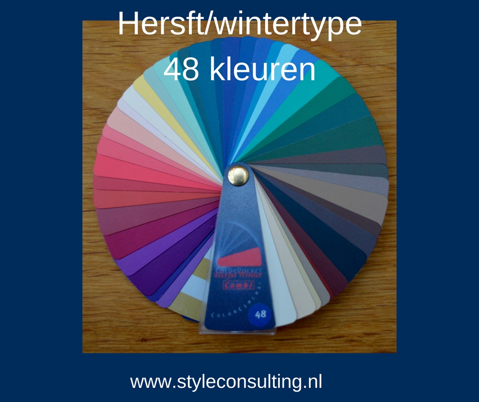 Kleurenwaaier herfst/ wintertype 48 kleuren 10 seizoenen systeem