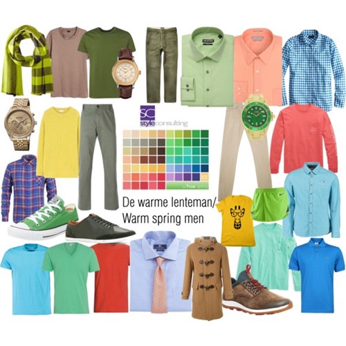 Kleuren en kleding voor het mannelijke lentetype.