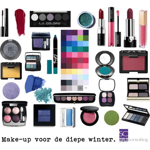 Make-upkleuren voor het 'diepe wintertype'.