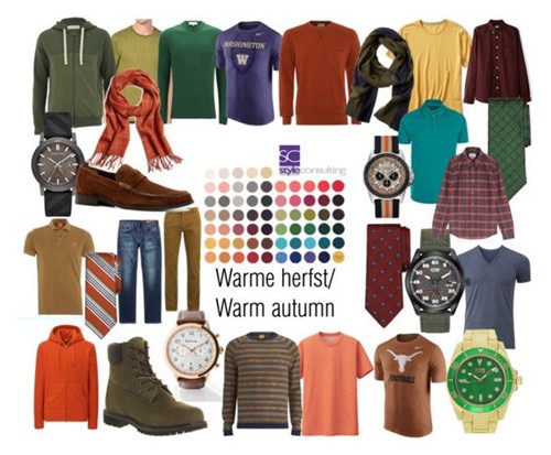 Kleuren en kleding voor het mannelijke herfsttype.