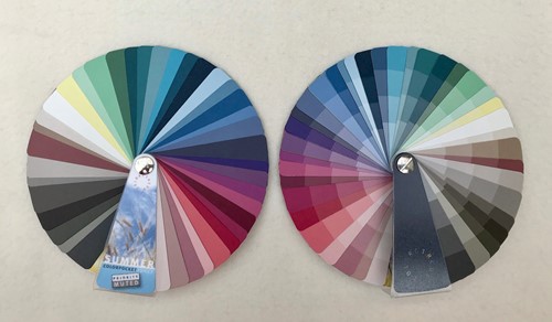 Pocket kleurenwaaier/ 2 sides / neutrale zomertype.