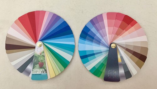 Pocket kleurenwaaier/ 2 sides/ lente-zomertype