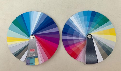 Pocket kleurenwaaier/ 2 sides / lichte wintertype