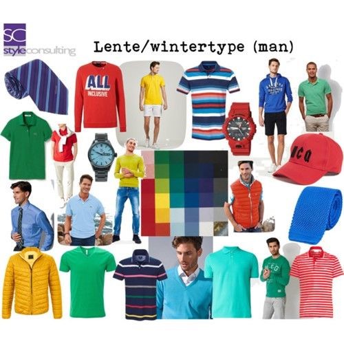 Kleuren en kleding voor het lente/wintertype (man).