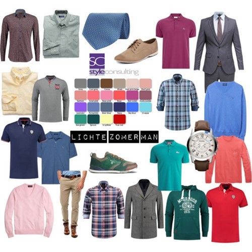 Kleuren en kleding voor het lichte zomertype (man).