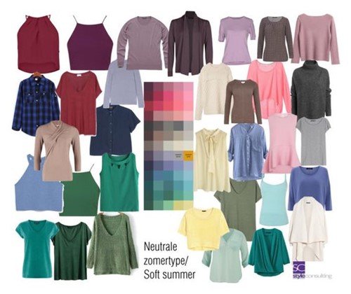 Kleuren en kleding voor het neutrale zomertype.