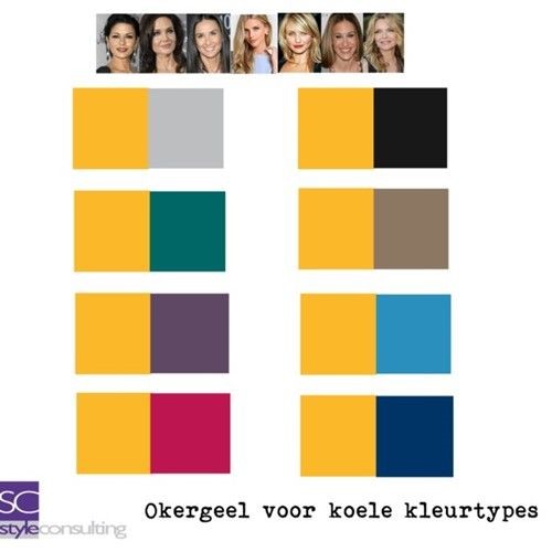 Okergeel voor koele kleurtypes.