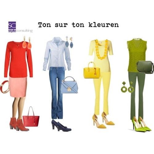 Ton sur ton kleurencombinaties voor kleding.